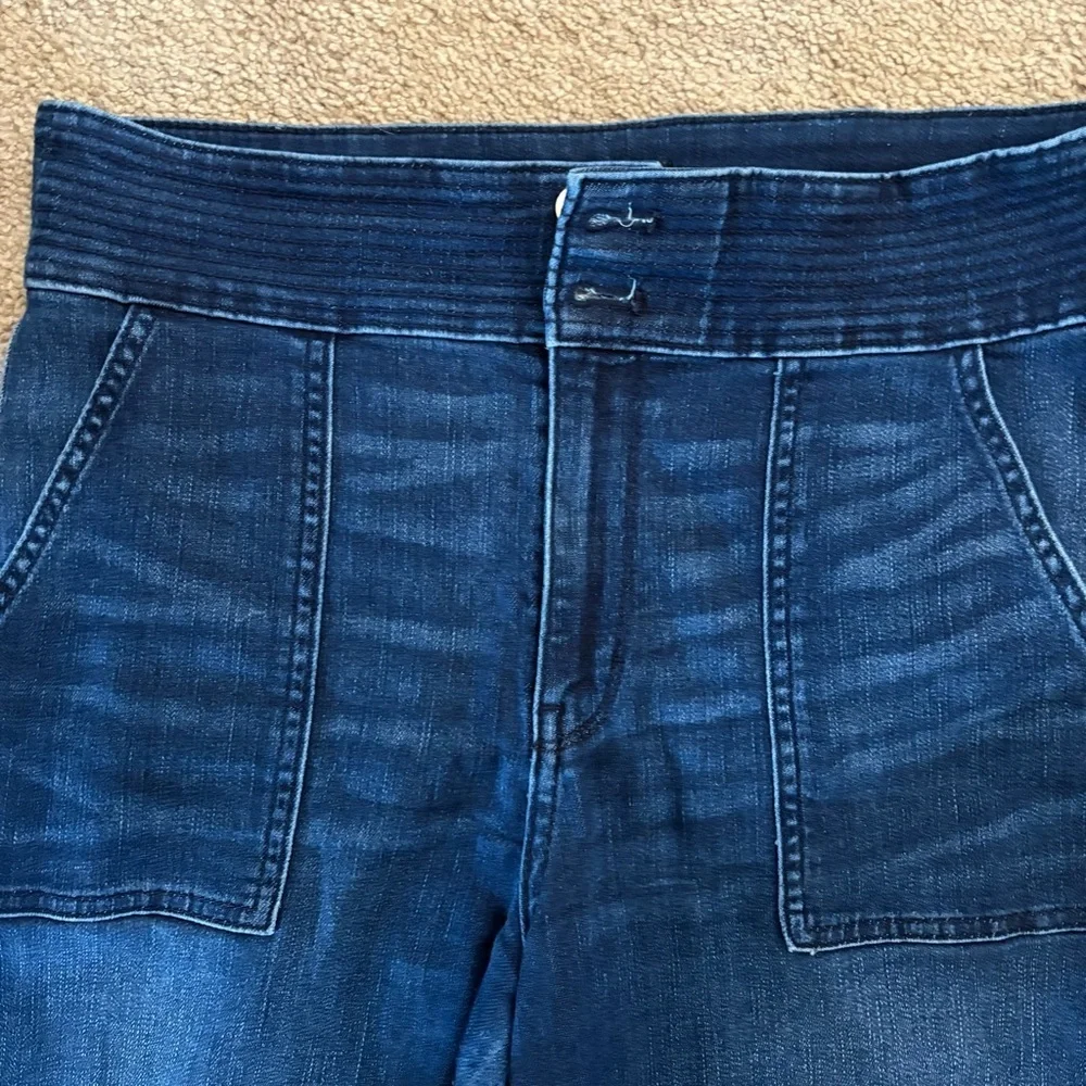 White House Black Market Dark Blue Flare Jeans Extra High-Rise Trouser Size 8 - Picture 6 of 13